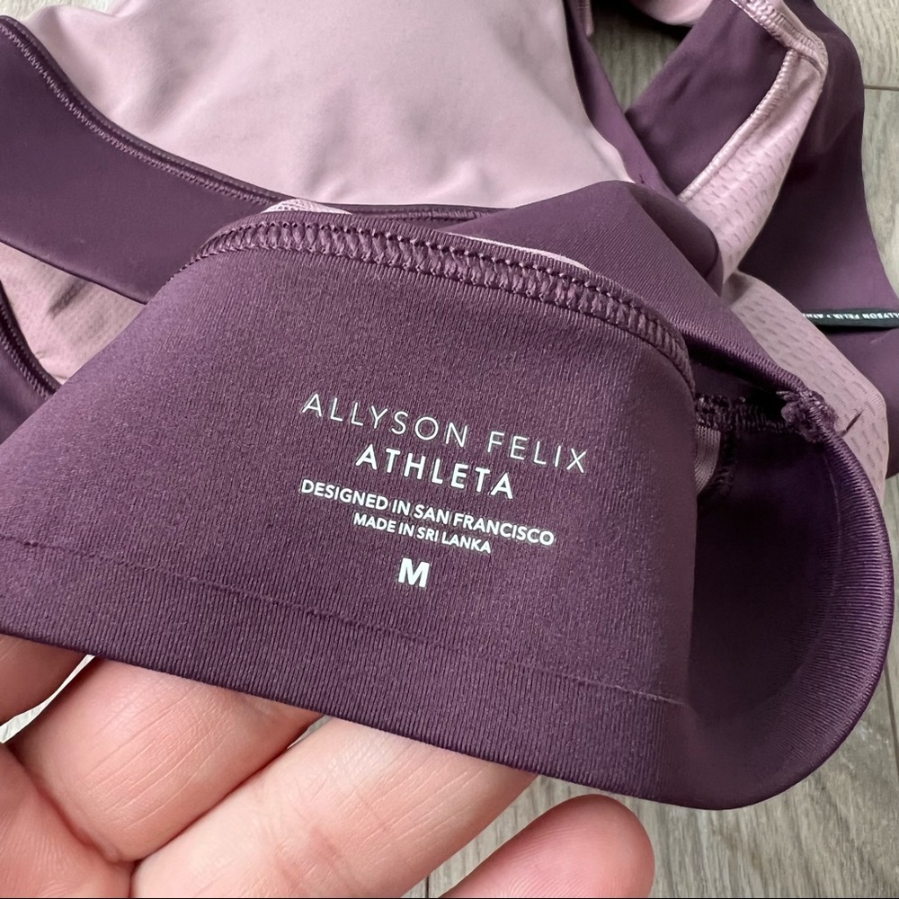 NEW Athleta A-C Allyson Felix Legend Zip Front Bra medium purple - Picture 9 of 10
